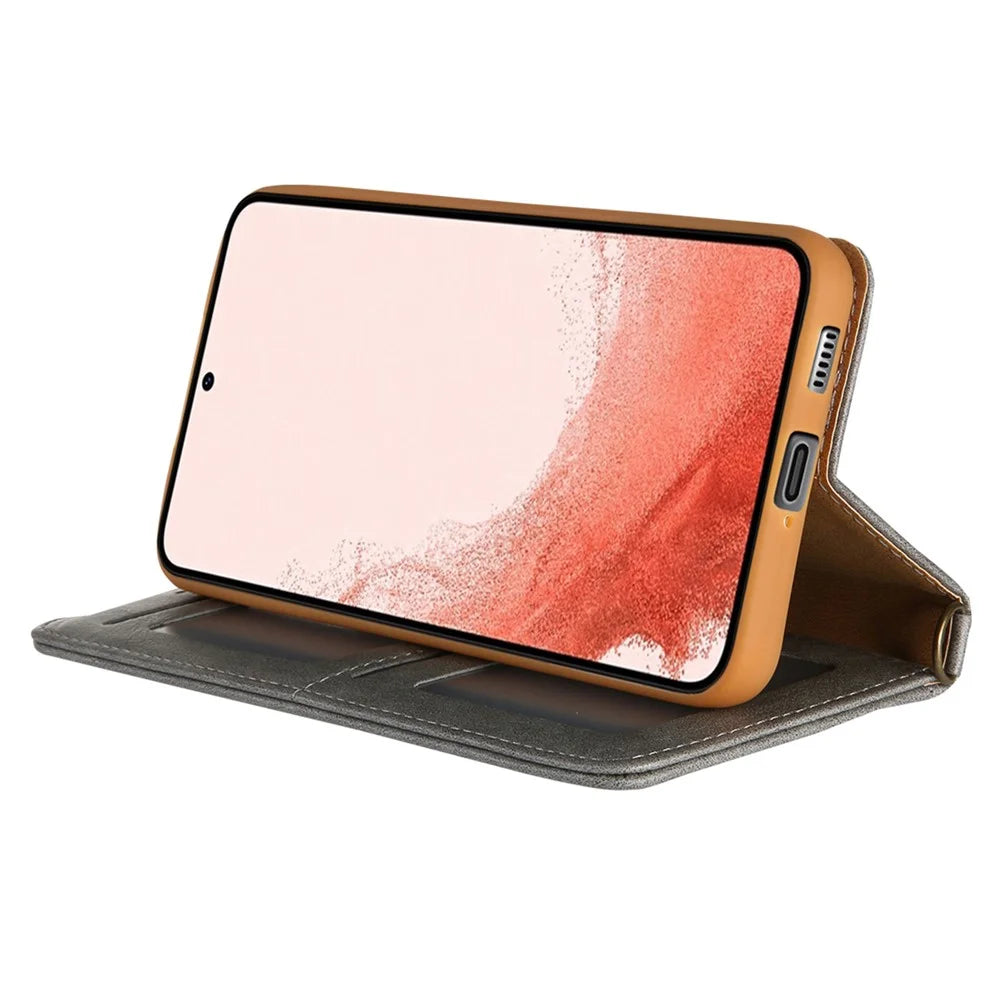 CMAI2 For Samsung Galaxy S23 Case PU Leather Card Holder Phone Wallet Cover - Grey - 3