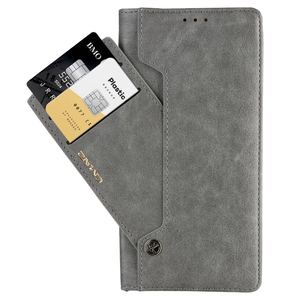 CMAI2 For Samsung Galaxy S23 Case PU Leather Card Holder Phone Wallet Cover - Grey - 5