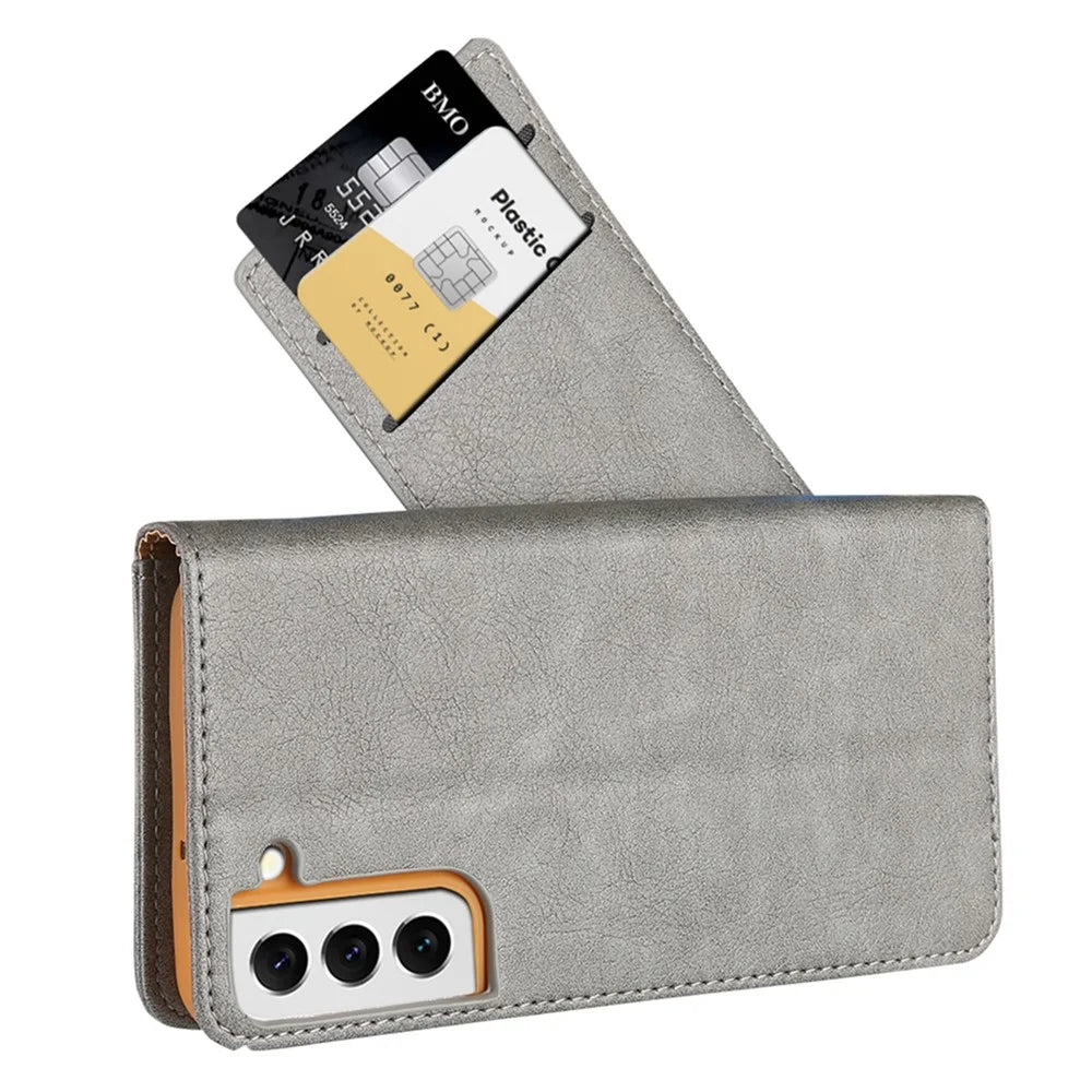 CMAI2 For Samsung Galaxy S23 Case PU Leather Card Holder Phone Wallet Cover - Grey - 7