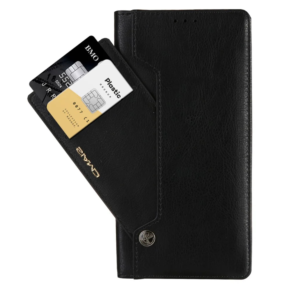 CMAI2 For Samsung Galaxy S24 Ultra Case Anti-drop Leather Stand Wallet Mobile Phone Cover - Black - 5