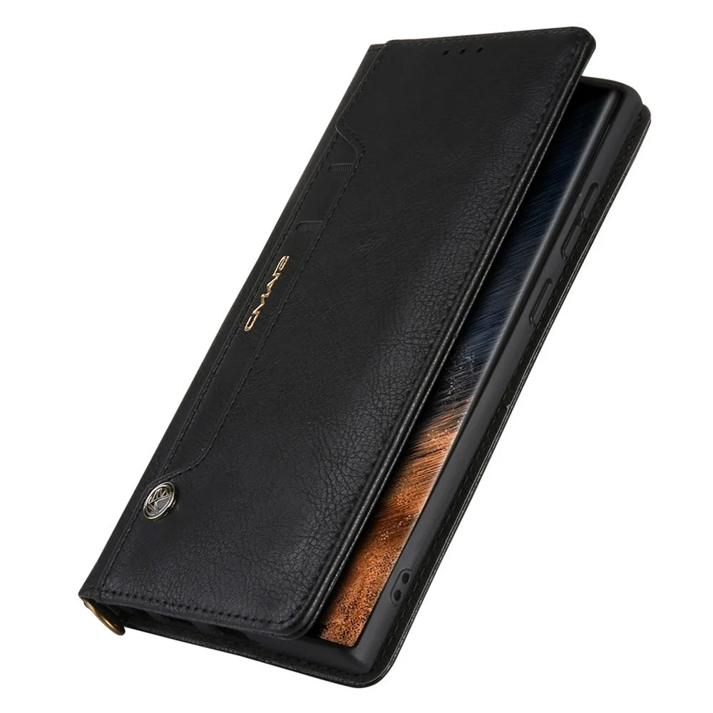CMAI2 For Samsung Galaxy S24 Ultra Case Anti-drop Leather Stand Wallet Mobile Phone Cover - Black - 6
