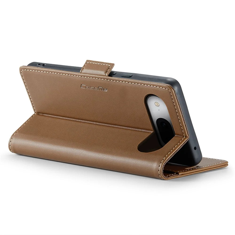 For Google Pixel 8a Leather Case CASEME 023 RFID Blocking 3 Card Slot Mobile Cover - Brown - 3