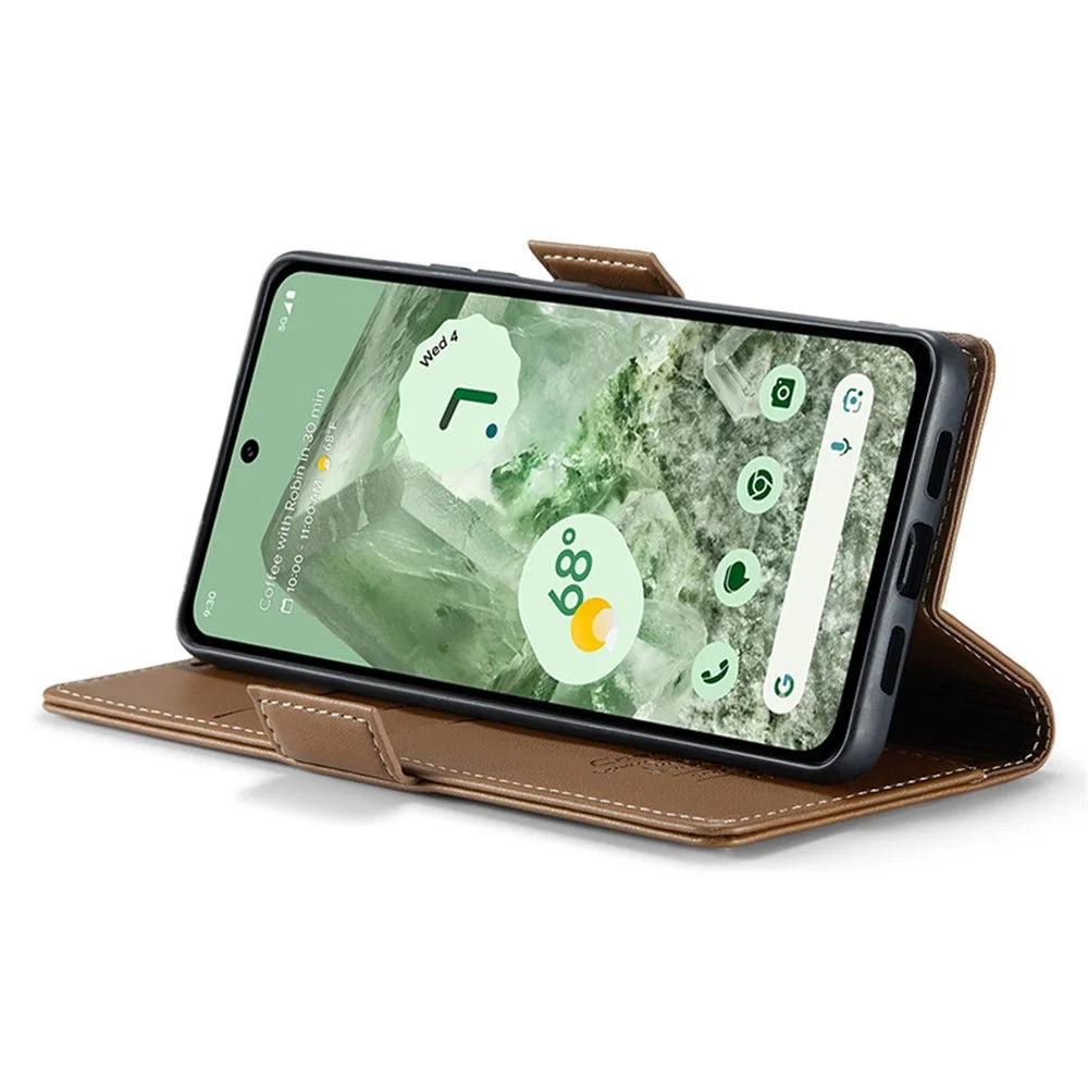 For Google Pixel 8a Leather Case CASEME 023 RFID Blocking 3 Card Slot Mobile Cover - Brown - 4