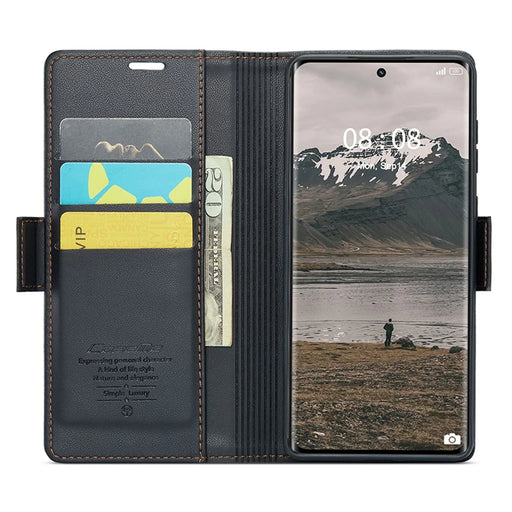 For Realme 11 Pro 5G / 11 Pro+ 5G Leather Case CASEME 023 RFID Blocking 3 Card Slot Mobile Cover - Black - 2
