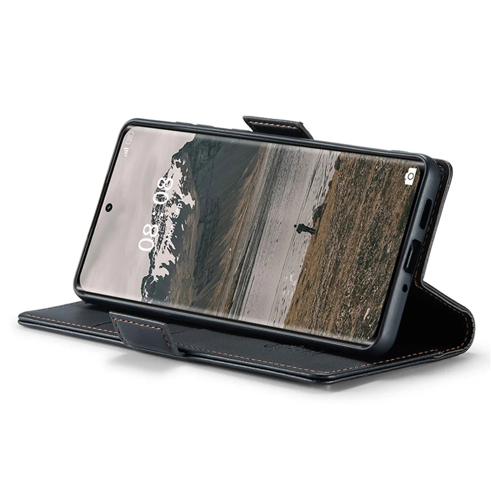 For Realme 11 Pro 5G / 11 Pro+ 5G Leather Case CASEME 023 RFID Blocking 3 Card Slot Mobile Cover - Black - 4