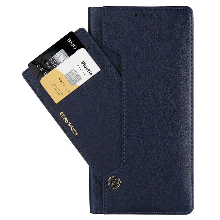 CMAI2 For Samsung Galaxy S22 Ultra 5G Case Drop-proof PU Leather Stand Phone Protector - Blue - 5