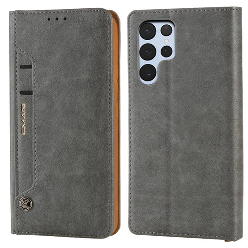 CMAI2 For Samsung Galaxy S23 Ultra Case PU Leather+TPU Anti-scratch Phone Shell - Grey - 1