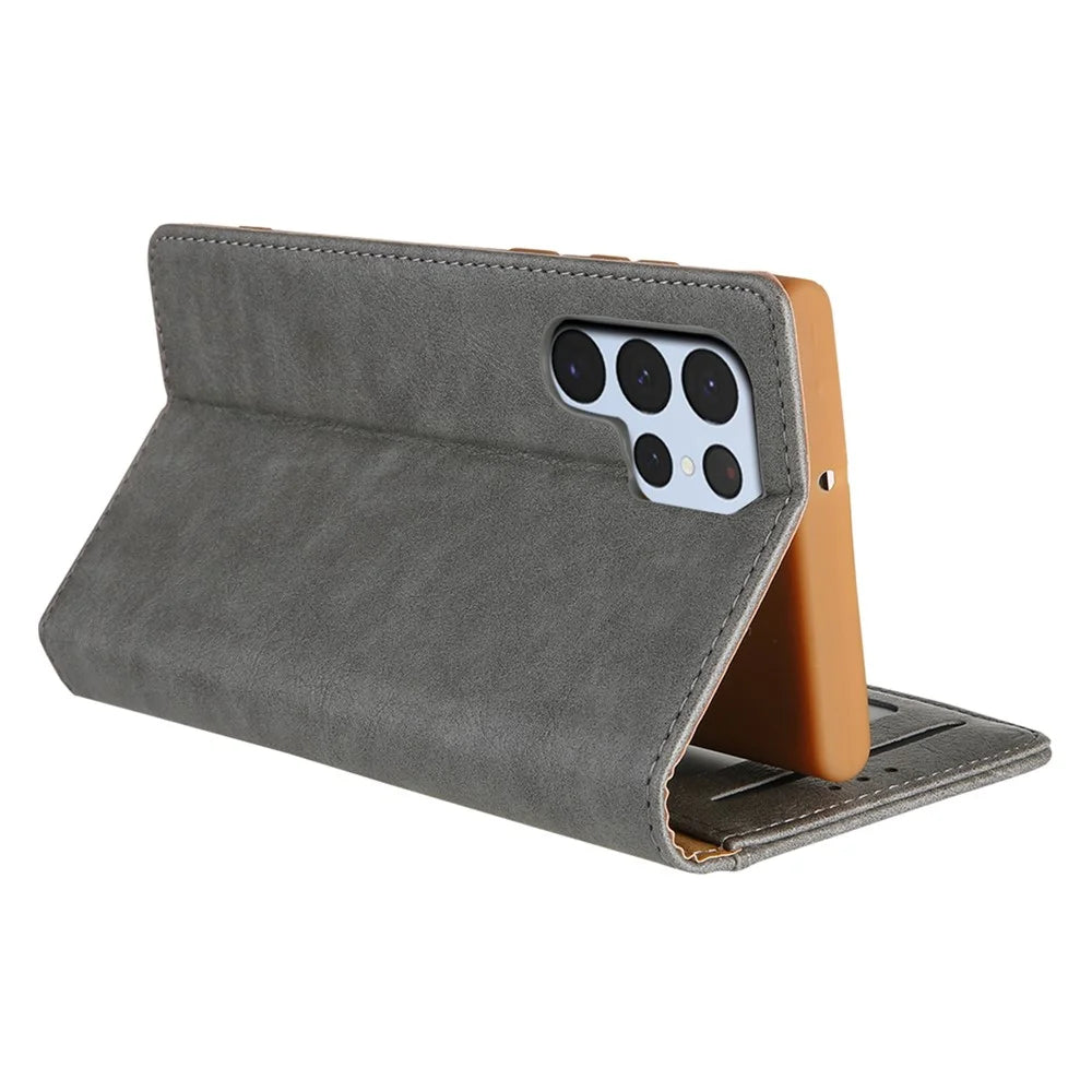 CMAI2 For Samsung Galaxy S23 Ultra Case PU Leather+TPU Anti-scratch Phone Shell - Grey - 4