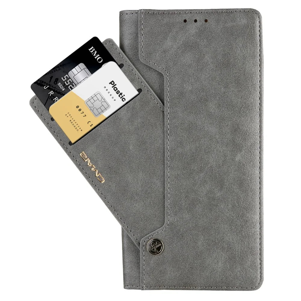 CMAI2 For Samsung Galaxy S23 Ultra Case PU Leather+TPU Anti-scratch Phone Shell - Grey - 5
