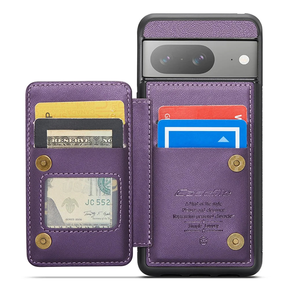 For Google Pixel 8 Cell Phone Phone Case CASEME C22 Leather Back Cover with RFID Blocking Card Slots - Purple - 2