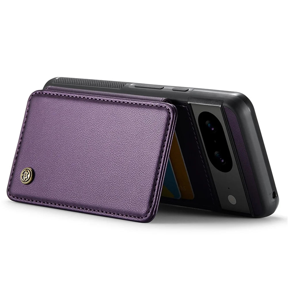 For Google Pixel 8 Cell Phone Phone Case CASEME C22 Leather Back Cover with RFID Blocking Card Slots - Purple - 3