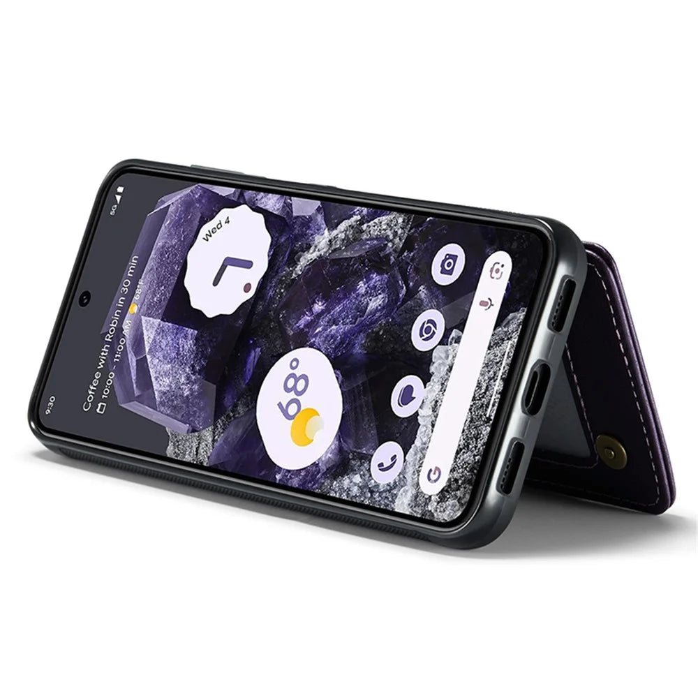 For Google Pixel 8 Cell Phone Phone Case CASEME C22 Leather Back Cover with RFID Blocking Card Slots - Purple - 4