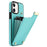 For iPhone 12 / 12 Pro Cell Phone Case TPU+PU Leather+Metal Hardware Shell - Mint Green - 1