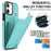For iPhone 12 / 12 Pro Cell Phone Case TPU+PU Leather+Metal Hardware Shell - Mint Green - 5