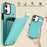 For iPhone 12 / 12 Pro Cell Phone Case TPU+PU Leather+Metal Hardware Shell - Mint Green - 7