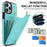 For iPhone 15 Pro Max Case TPU+PU Leather+Metal Hardware Phone Cover with Card Holder - Mint Green - 5