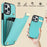 For iPhone 15 Pro Max Case TPU+PU Leather+Metal Hardware Phone Cover with Card Holder - Mint Green - 7
