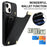 For iPhone 15 Case Card Holder TPU+PU Leather+Metal Hardware Mobile Phone Cover - Black - 7