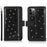 For iPhone 12 / 12 Pro Case Glitter Powder Zipper Pocket 9 Card Holder Leather Cover - Black - 1