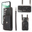 For Samsung Galaxy S21+ 5G Case PU+TPU Card Bag Cell Phone Case with 2 Straps - Black - 1