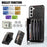 For Samsung Galaxy S21+ 5G Case PU+TPU Card Bag Cell Phone Case with 2 Straps - Black - 6