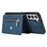 For Samsung Galaxy S21 5G Shockproof Case PU+TPU Card Bag Cell Phone Case with 2 Straps - Blue - 3