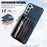 For Samsung Galaxy S21 5G Shockproof Case PU+TPU Card Bag Cell Phone Case with 2 Straps - Blue - 6