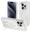 For iPhone 15 Pro Max Case TPU+PC Hidden Kickstand Phone Shell Compatible with MagSafe - Glitter Transparent+White - 1