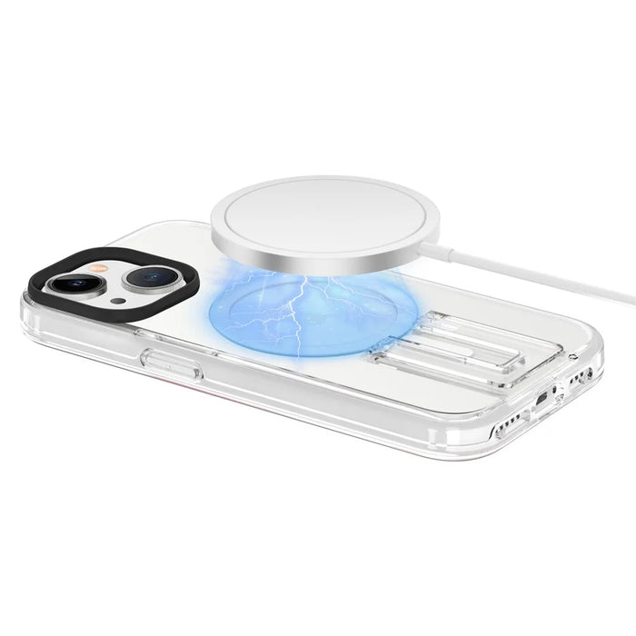 For iPhone 15 Case Compatible with MagSafe TPU+PC Back Cover - Black+Transparent+White - 3