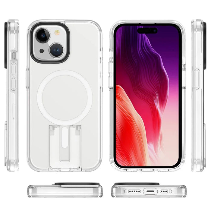 For iPhone 15 Case Compatible with MagSafe TPU+PC Back Cover - Black+Transparent+White - 6