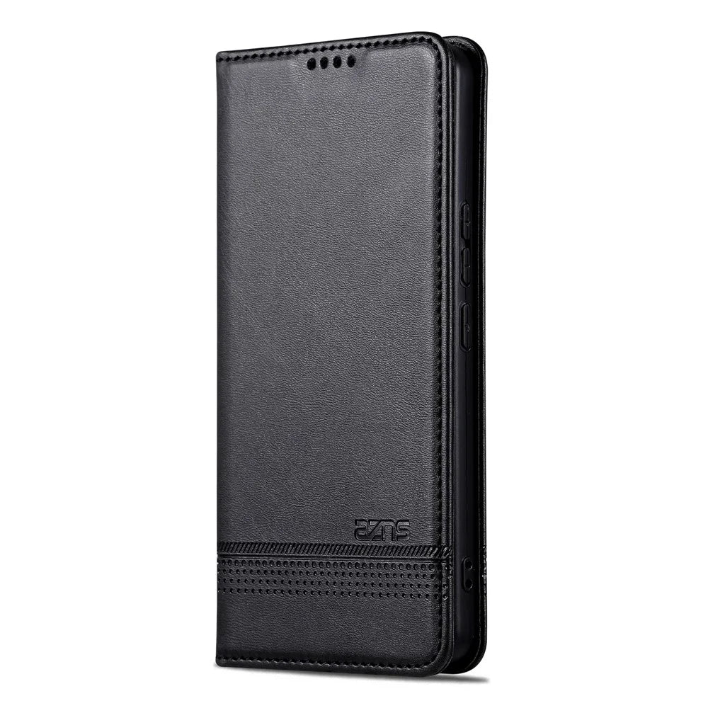 AZNS For vivo V29e (Global) 5G Magnetic Case Cowhide Texture Scratch-proof Phone Wallet Cover - Black - 5