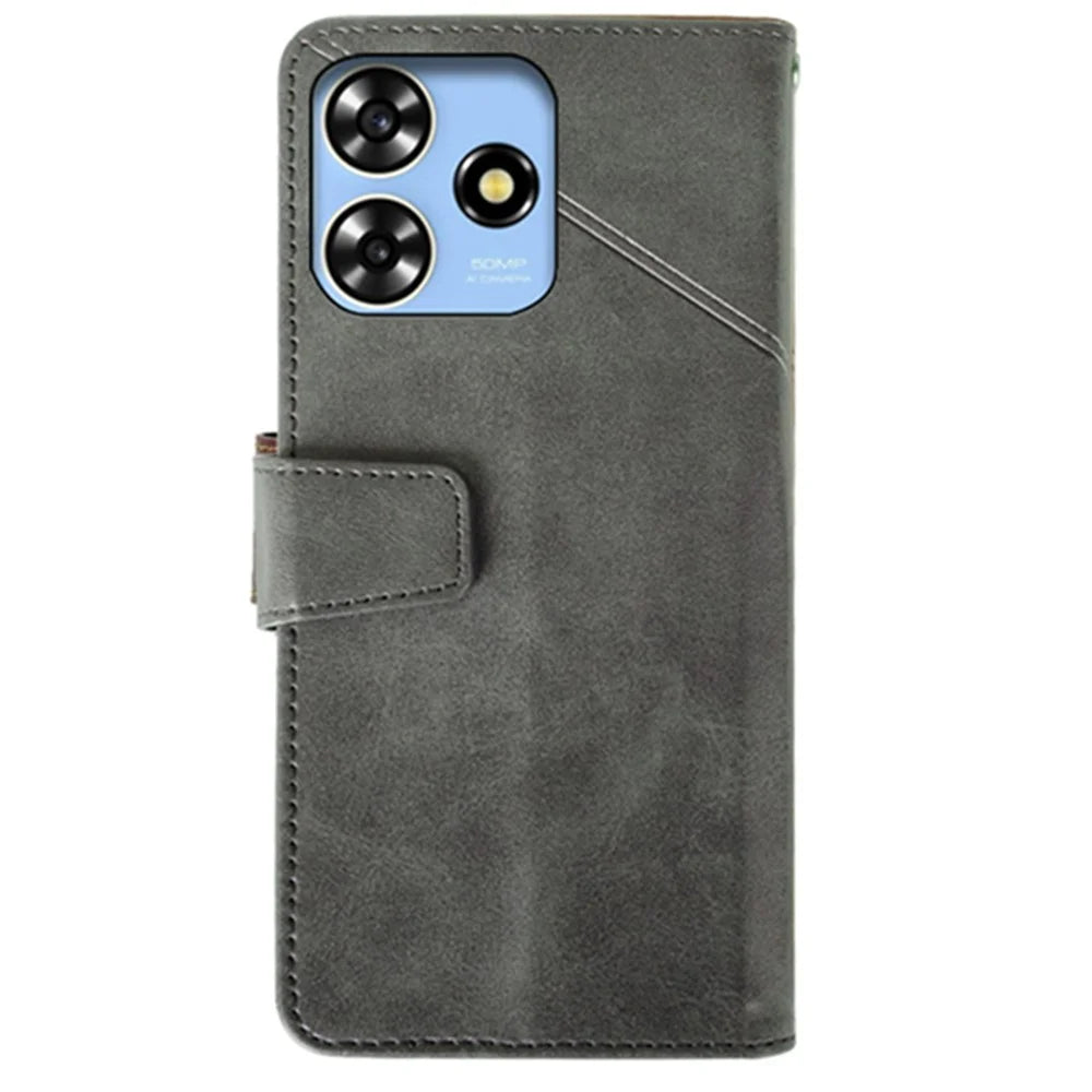 IDEWEI For ZTE Blade V50 Smart Case Calf Texture TPU+PU Leather Phone Wallet Cover - Black - 5