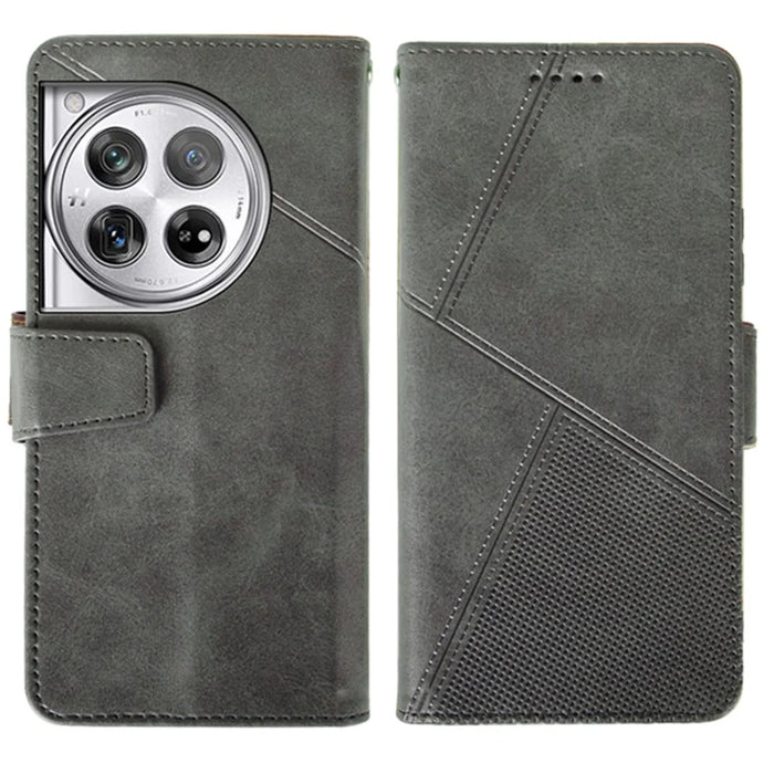 IDEWEI For OnePlus 12 5G Magnetic Case Leather	Calf Texture Shockproof Wallet Phone Cover - Black - 1