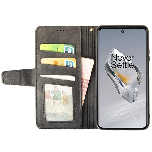 IDEWEI For OnePlus 12 5G Magnetic Case Leather	Calf Texture Shockproof Wallet Phone Cover - Black - 2