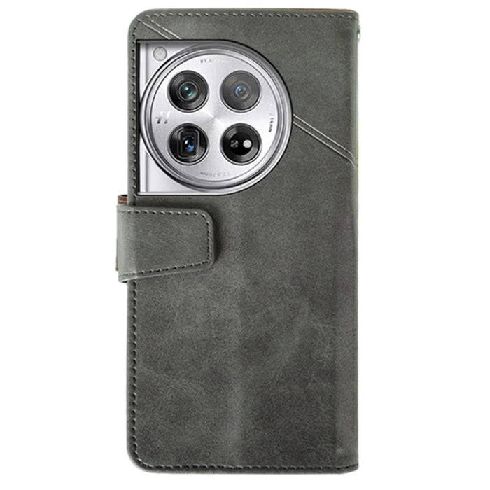 IDEWEI For OnePlus 12 5G Magnetic Case Leather	Calf Texture Shockproof Wallet Phone Cover - Black - 5
