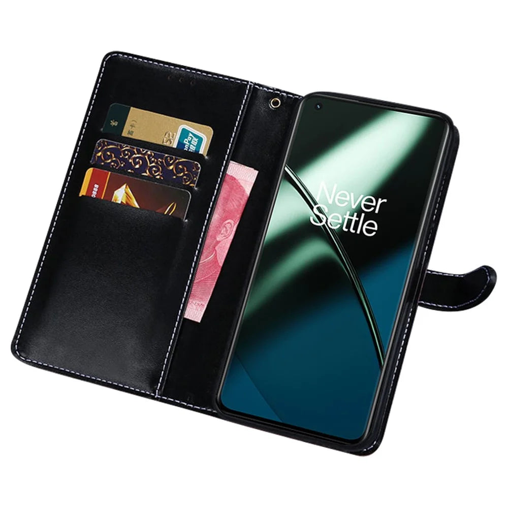 IDEWEI For OnePlus 12 5G Leather Phone Case Crocodile Texture Stand Wallet - Black - 2
