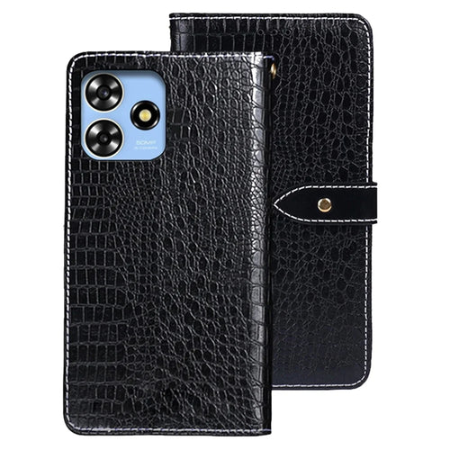 IDEWEI For ZTE Blade V50 Smart Wallet Leather Case Crocodile Texture Stand Phone Cover - Black - 1