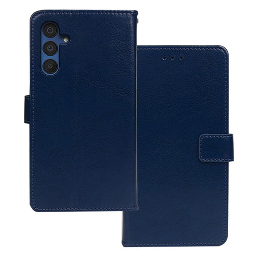 IDEWEI For Samsung Galaxy A15 5G Leather Case with Crazy Horse Texture Wallet Stand - Blue - 1