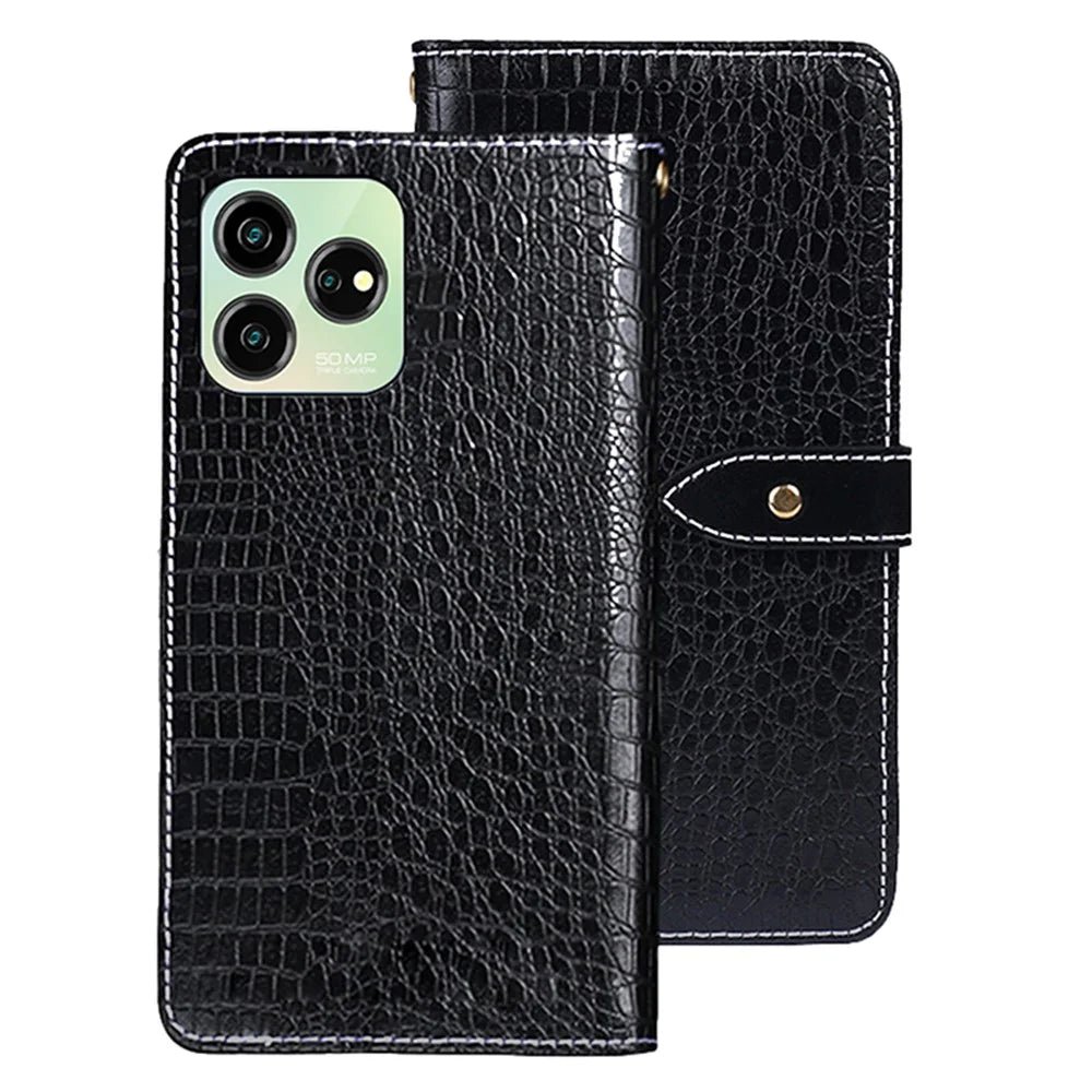 IDEWEI For ZTE Axon 50 Lite Leather Case Phone Cover Wallet Stand - Black - 1