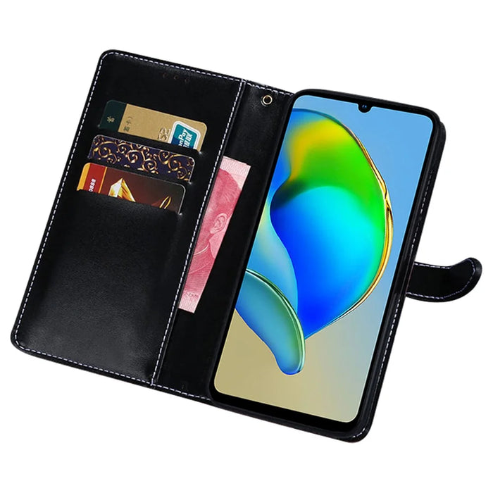 IDEWEI For ZTE Axon 50 Lite Leather Case Phone Cover Wallet Stand - Black - 2