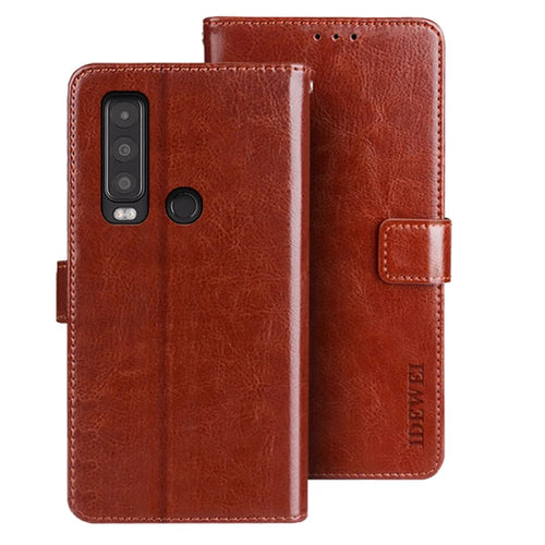 IDEWEI For Cat S75 5G Crazy Horse Leather Flip Case Phone Wallet Cover - Brown - 1