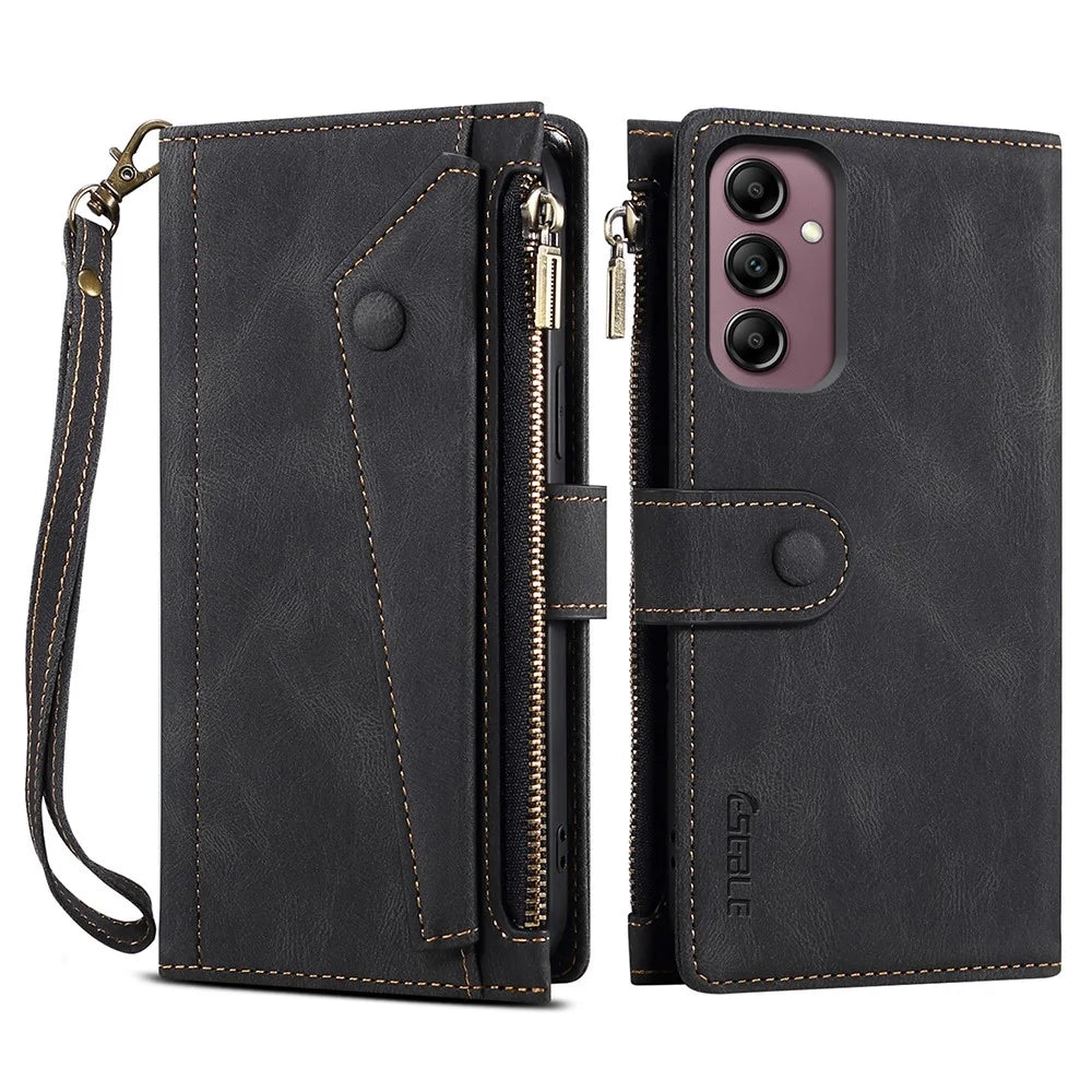 ESEBLE Star Series For Samsung Galaxy A55 5G Case with a Strap Leather Cover Stand - Black - 1