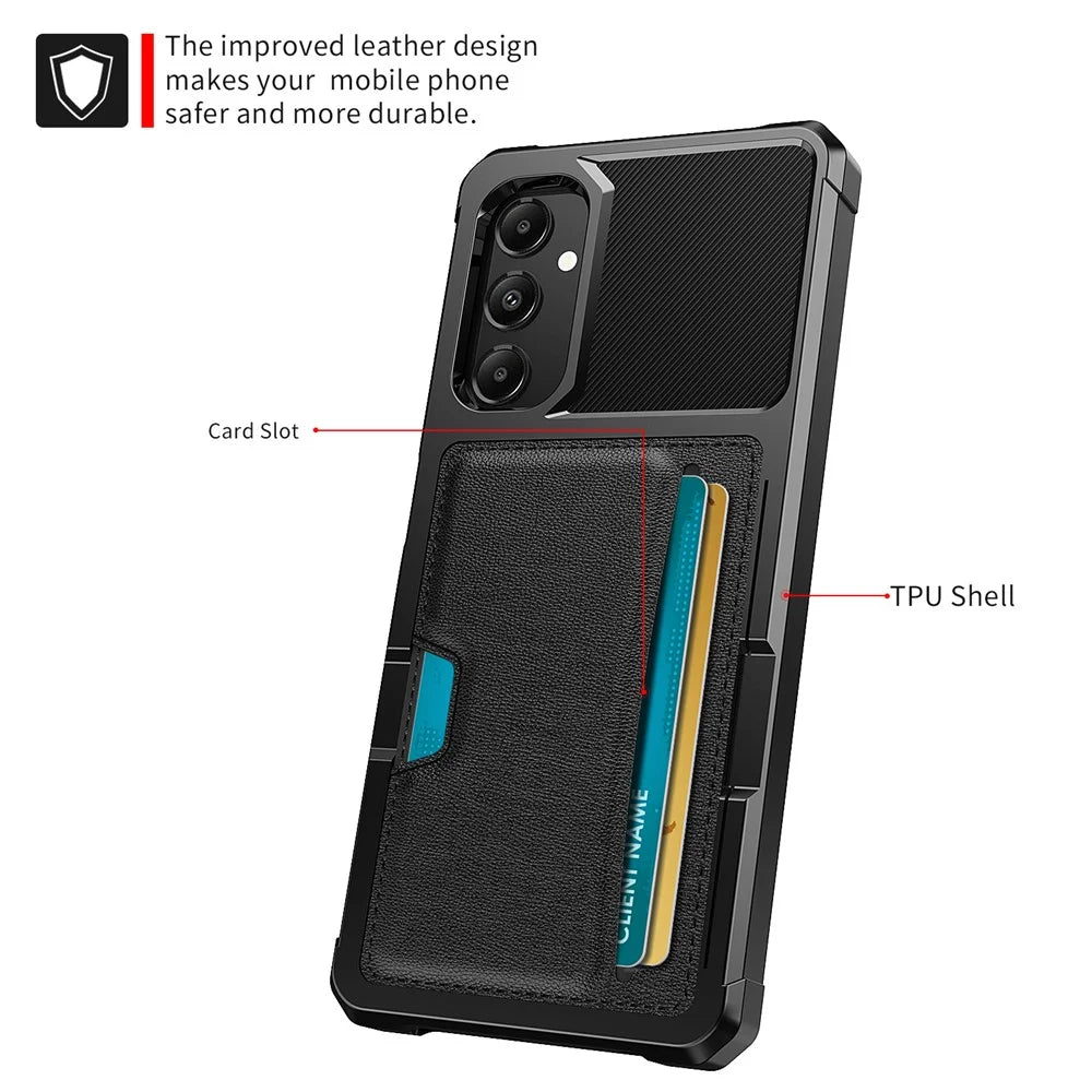 For Samsung Galaxy A05s 4G Case ZM02 Drop-proof PU+TPU Cover with Card Slot - 3