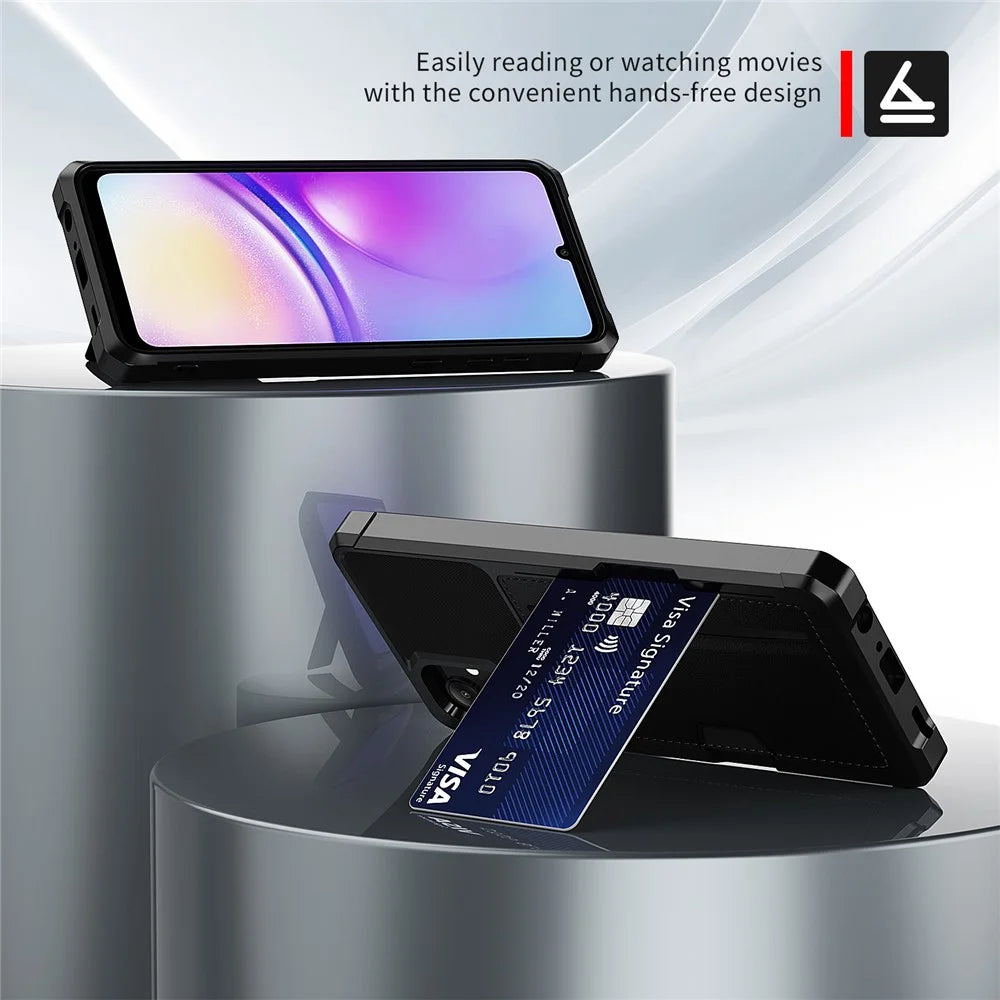 For Samsung Galaxy A05 4G Case with Card Holder ZM02 Shockproof PU+TPU Cover - 4
