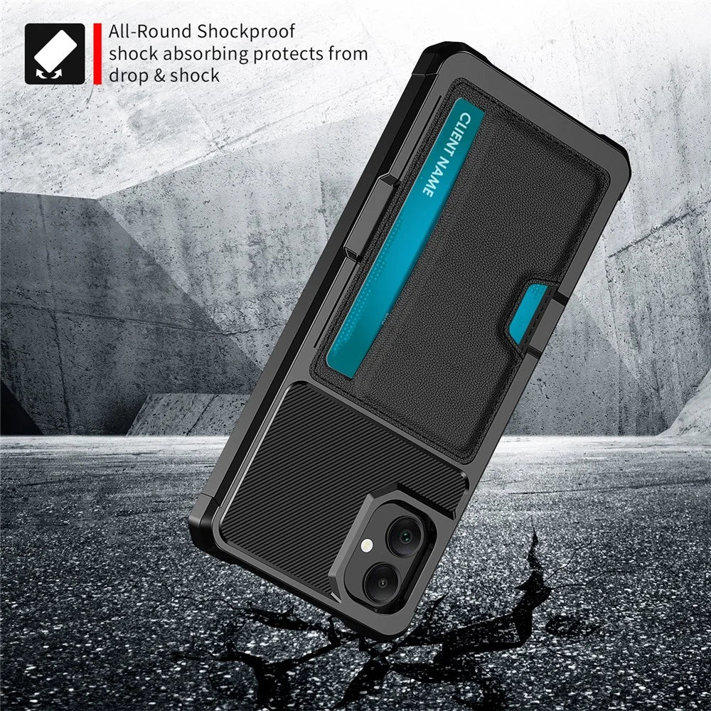 For Samsung Galaxy A05 4G Case with Card Holder ZM02 Shockproof PU+TPU Cover - 5