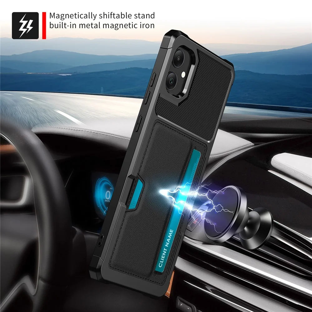 For Samsung Galaxy A05 4G Case with Card Holder ZM02 Shockproof PU+TPU Cover - 7