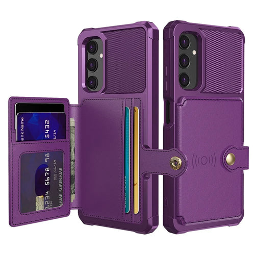 For Samsung Galaxy A05s 4G Phone Case ZM03 PU+TPU Back Cover with Card Holder - Purple - 1