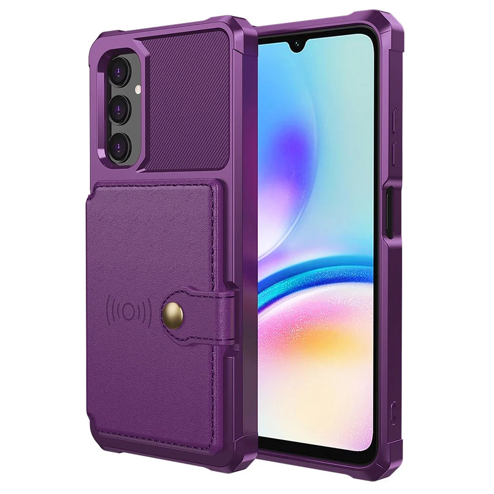 For Samsung Galaxy A05s 4G Phone Case ZM03 PU+TPU Back Cover with Card Holder - Purple - 2