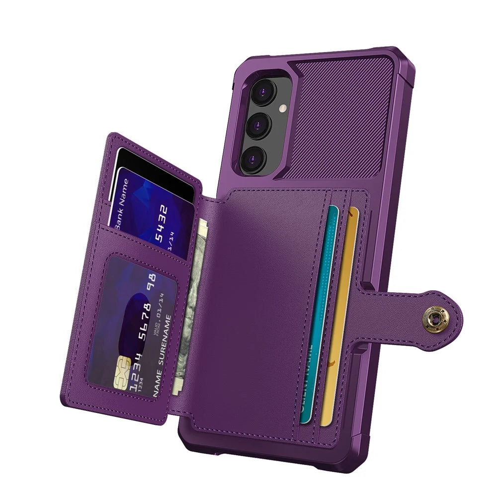 For Samsung Galaxy A05s 4G Phone Case ZM03 PU+TPU Back Cover with Card Holder - Purple - 3