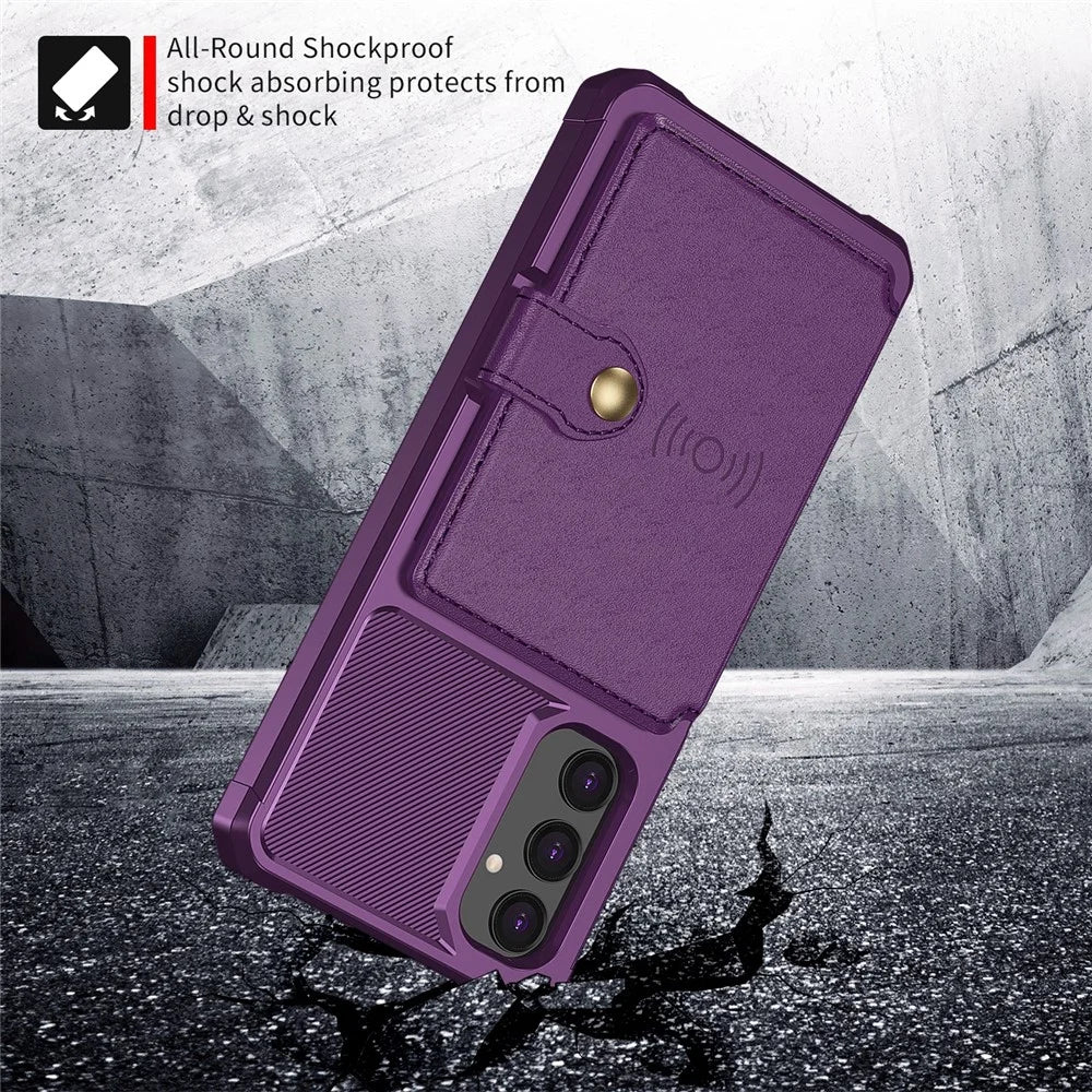 For Samsung Galaxy A05s 4G Phone Case ZM03 PU+TPU Back Cover with Card Holder - Purple - 4